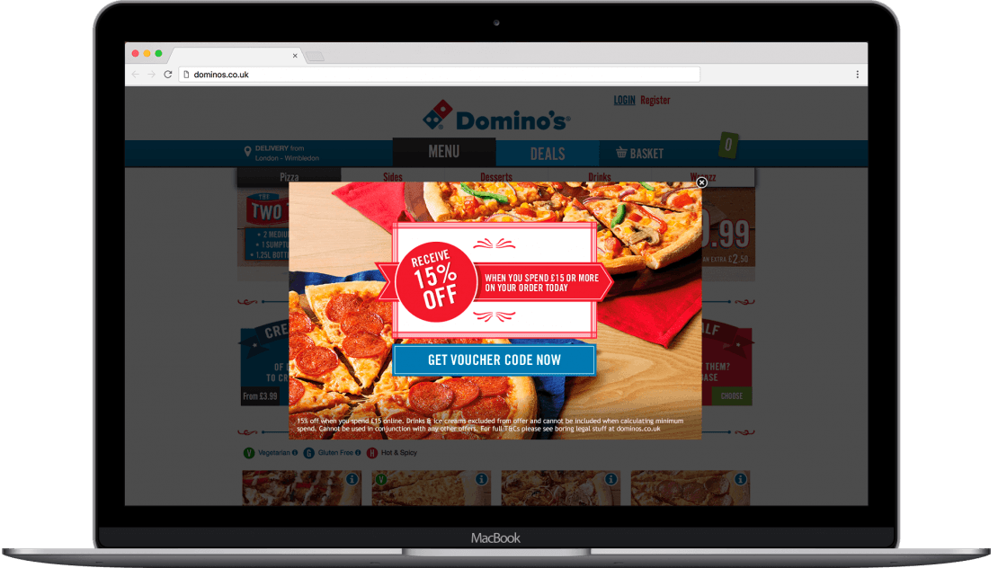 Reduce bounce rate: Domino's Pizza returning customer example